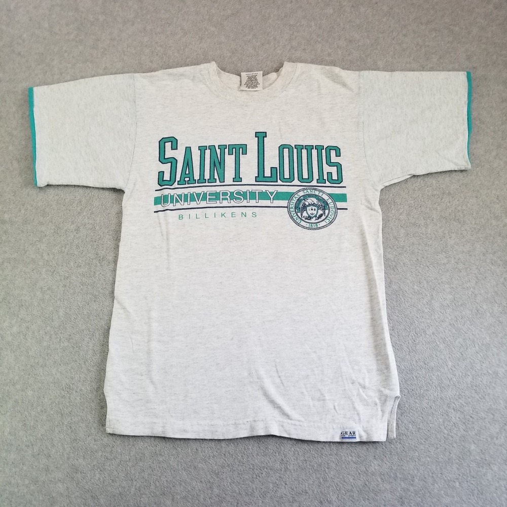 VTG Saint Louis University Shirt Mens Small Gray Gear For Sports Billikens 90s